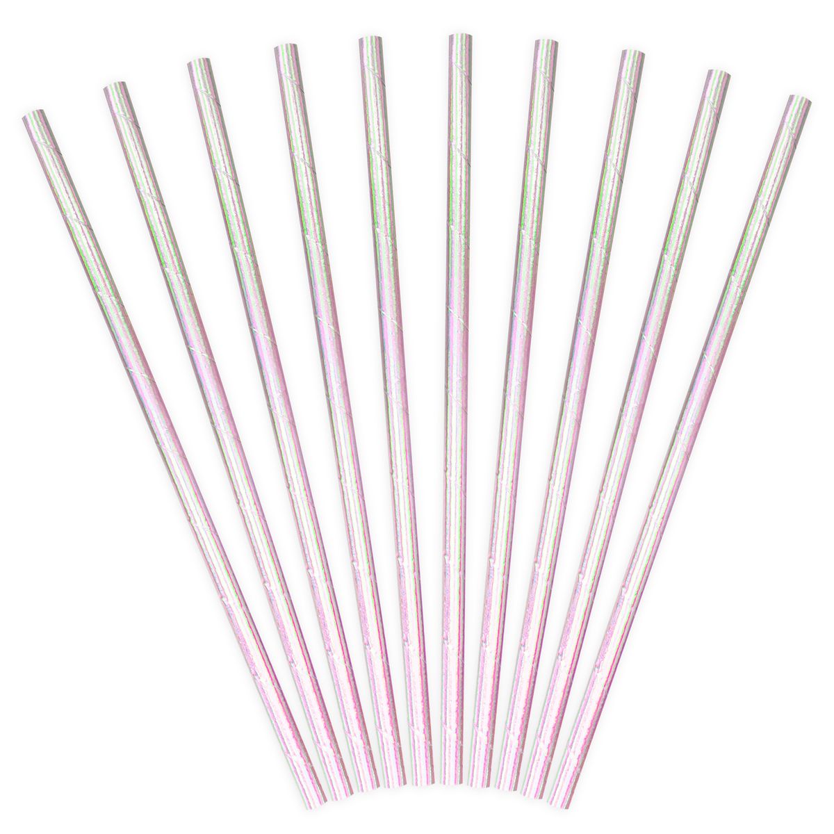 Papierové slamky, dúhové farby 10ks, Paper Straws Iridescent, SPP11-017