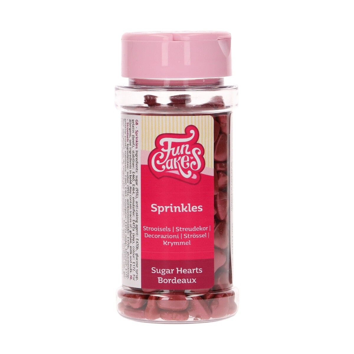 Posyp Fun Cakes - Srdiečka Bordeaux 80g, Hearts Bordeaux, F52210