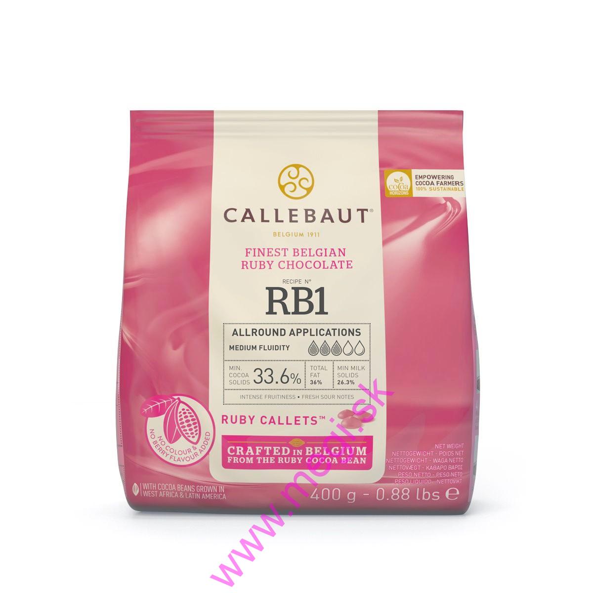 Čokoláda Ruby 47,3% (RB1) 400g, CB645859, Callebaut Chocolate Callets Ruby