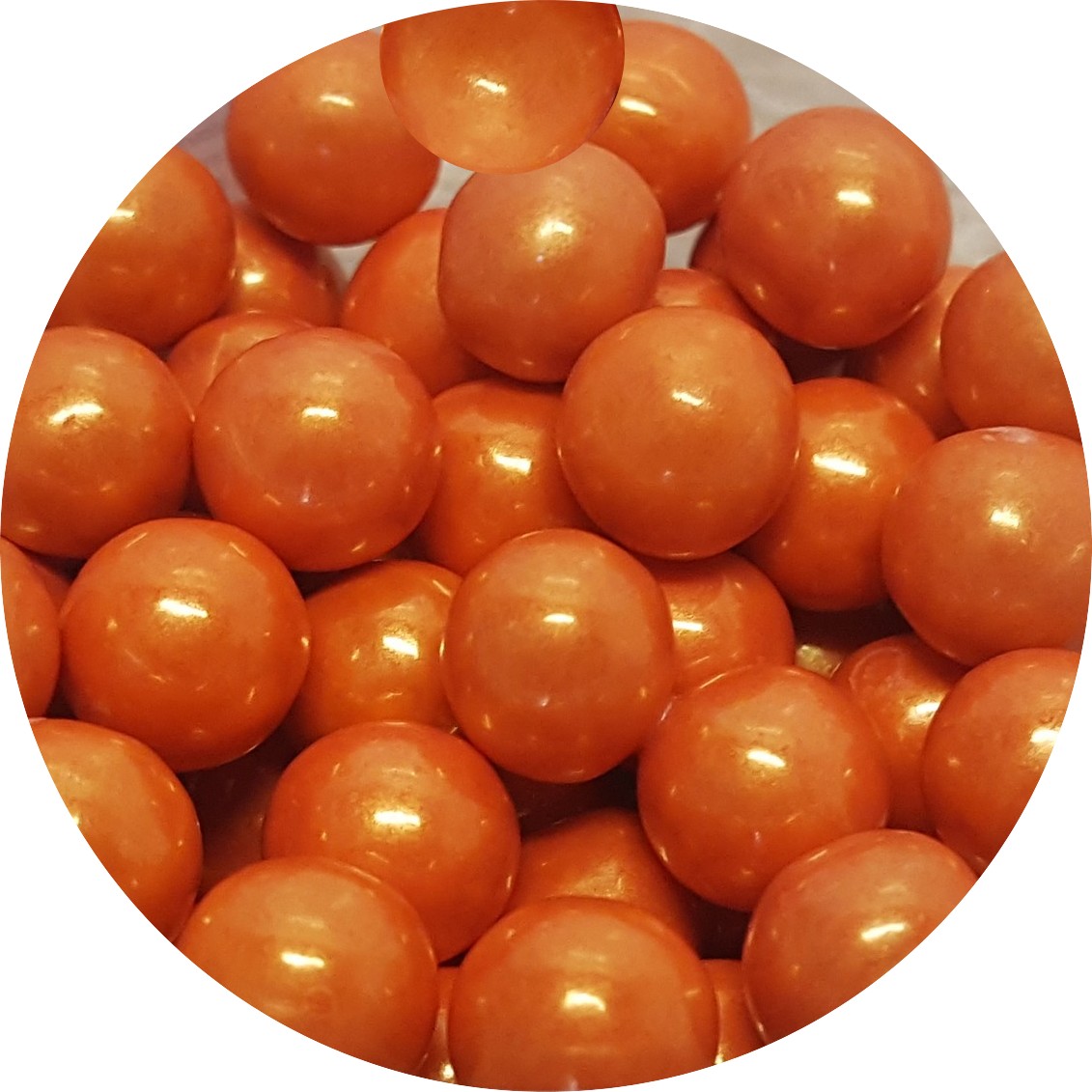 Čokoládové perly oranžové 9mm 50g - 80107