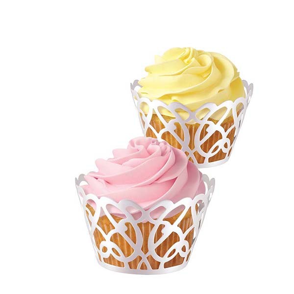 Krajky papierové na cupcake biele perleťové 18ks, 415-0182, Wilton Cupcake Wraps