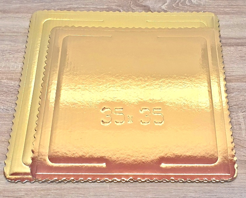 Lepenk. 3 - vrstvový podnos, zlatý 40 x 40 cm