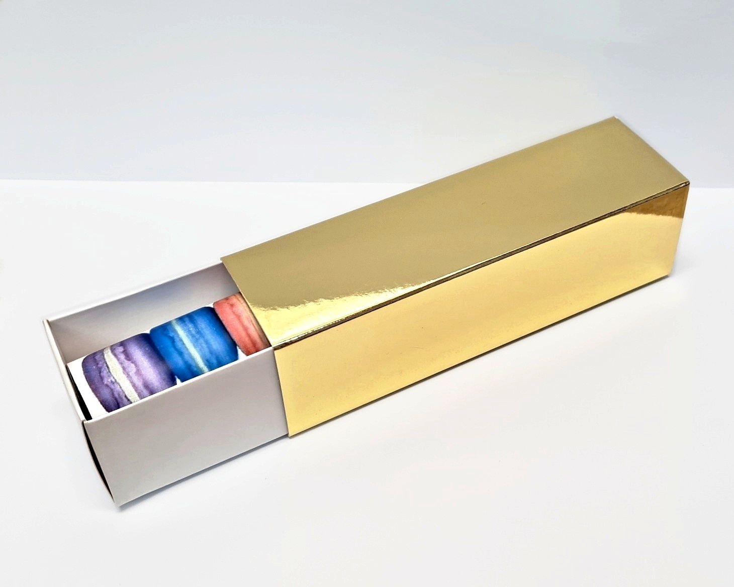 Krabička na makarónky, Zlatá CK036,  160x45x45 mm