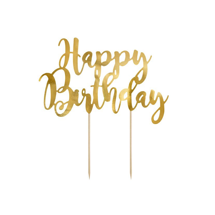 Zápich na tortu Happy Birthday 23cm, zlatý, KPT11-019M