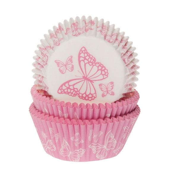 Košíčky House of Marie 50ks, Motýle ružové, HM5775, Butterfly Pink assorti 