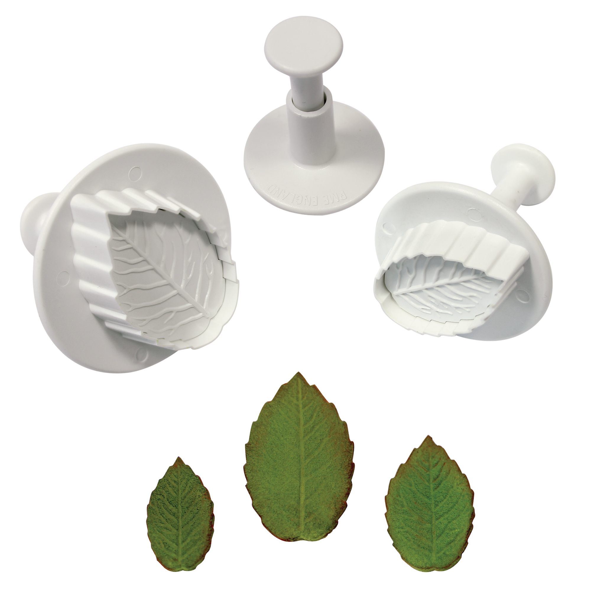 Vykrajovačky listy ruže, veľké, 3ks, RLL660 PME Rose leaf plunger cutter set/3 L