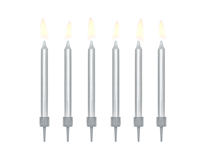 Sviečky strieborné 6ks, 6cm, PD, SCP-10-018ME