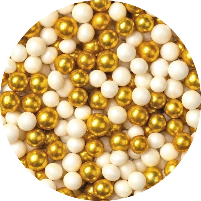 Posyp cukrové perly 10mm Mix Gold a White 70g, SD pearls, 2058 (2006) 