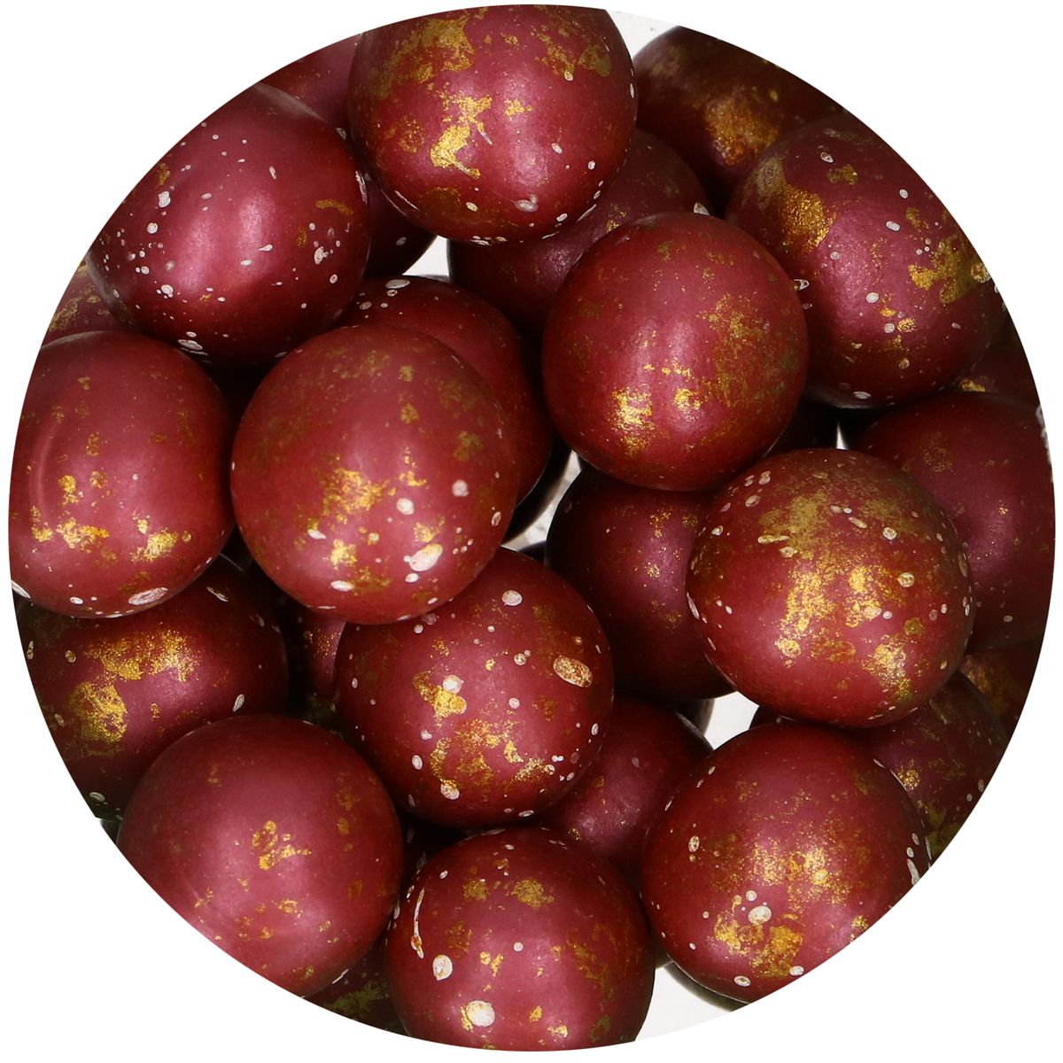 Perly obrie špliechané bordové čokoládové 40g - 198353370500 (splashed bordo)